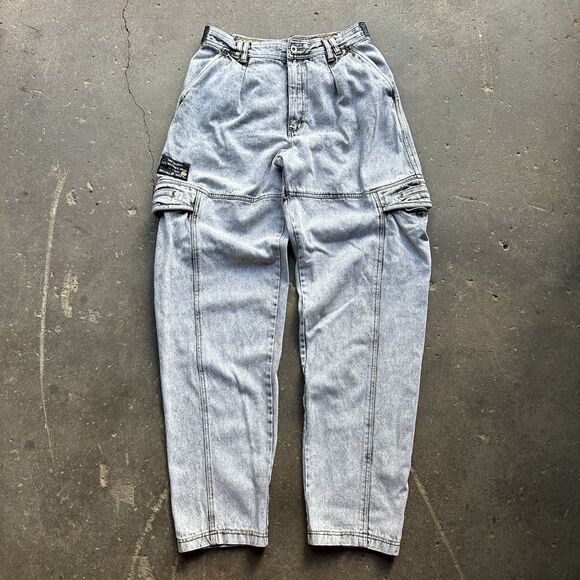 Vintage Bugle Boy Baggy Jeans 34L Light Wash 90s High Velocity All Weather - Picture 1 of 16